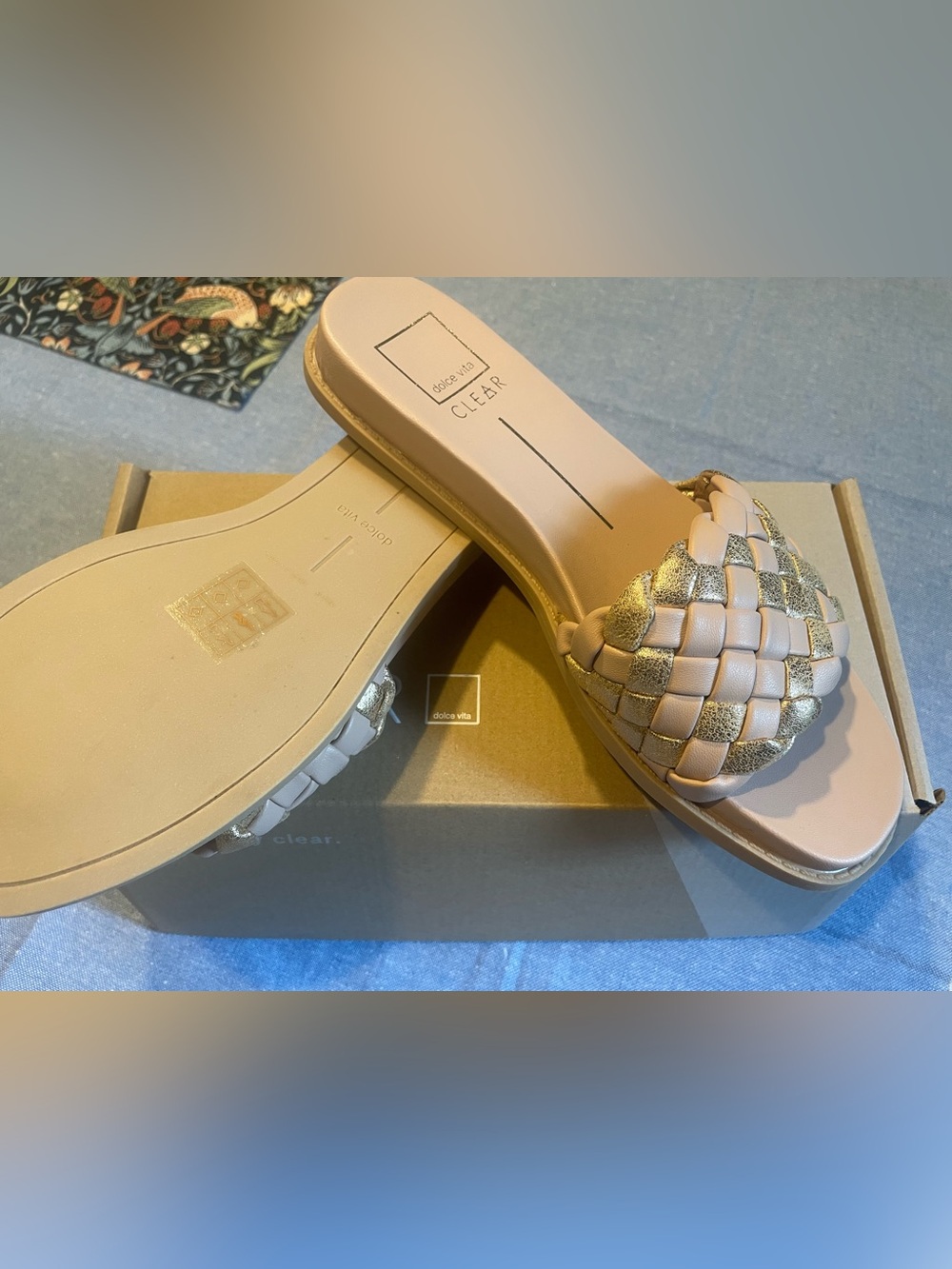 Grazie Pink and Gold Braided Slide Mules - Picture 4 of 4